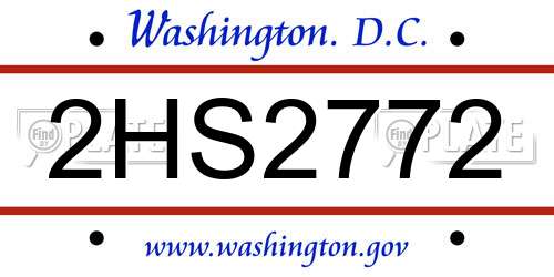 2HS2772 District Of Columbia License Plate