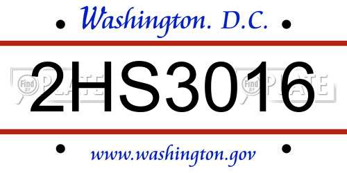 2HS3016 District Of Columbia License Plate