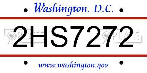 2HS7272 District Of Columbia License Plate