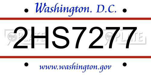 2HS7277 District Of Columbia License Plate