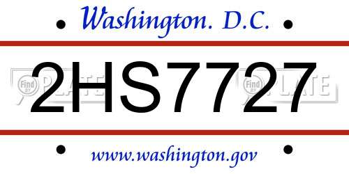 2HS7727 District Of Columbia License Plate