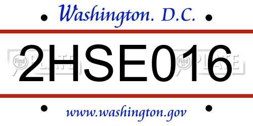 2HSE016 District Of Columbia License Plate