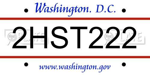 2HST222 District Of Columbia License Plate