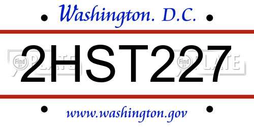 2HST227 District Of Columbia License Plate