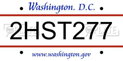 2HST277 District Of Columbia License Plate