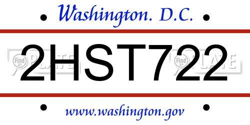 2HST722 District Of Columbia License Plate