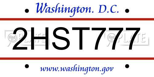 2HST777 District Of Columbia License Plate
