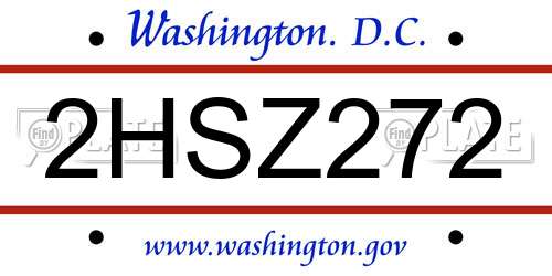 2HSZ272 District Of Columbia License Plate