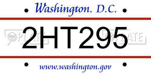 2HT295 District Of Columbia License Plate