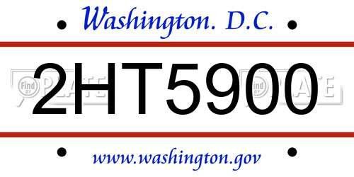 2HT5900 District Of Columbia License Plate
