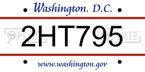 2HT795 District Of Columbia License Plate