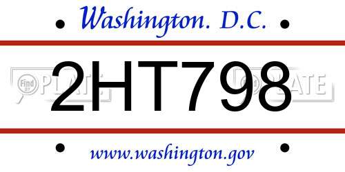 2HT798 District Of Columbia License Plate