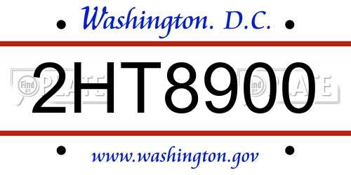 2HT8900 District Of Columbia License Plate