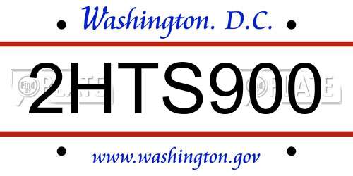2HTS900 District Of Columbia License Plate