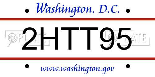 2HTT95 District Of Columbia License Plate