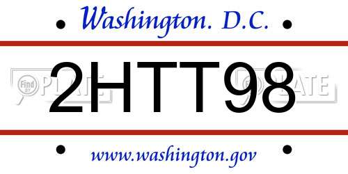 2HTT98 District Of Columbia License Plate