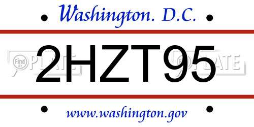 2HZT95 District Of Columbia License Plate