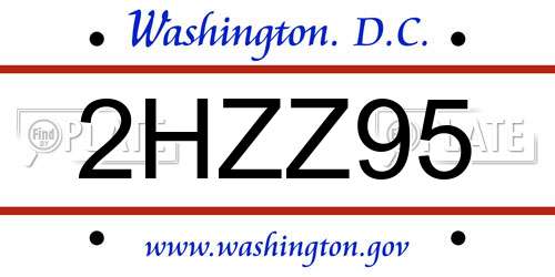 2HZZ95 District Of Columbia License Plate