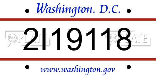 2I19118 District Of Columbia License Plate