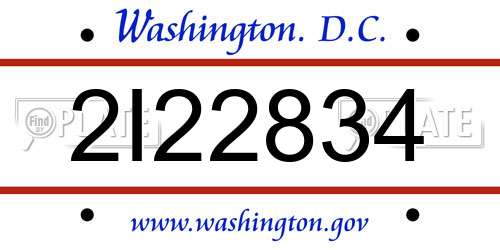 2I22834 District Of Columbia License Plate