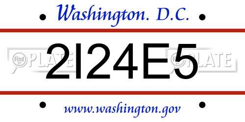 2I24E5 District Of Columbia License Plate