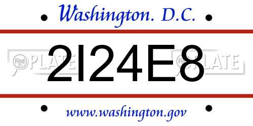 2I24E8 District Of Columbia License Plate