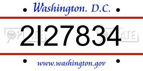 2I27834 District Of Columbia License Plate