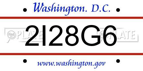 2I28G6 District Of Columbia License Plate