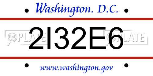 2I32E6 District Of Columbia License Plate