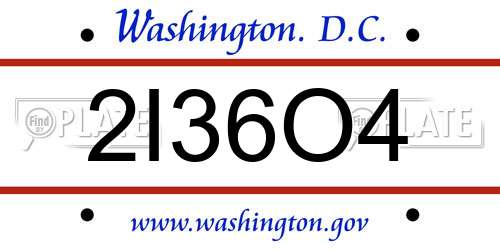 2I36O4 District Of Columbia License Plate