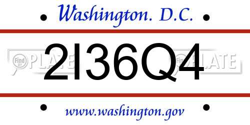 2I36Q4 District Of Columbia License Plate