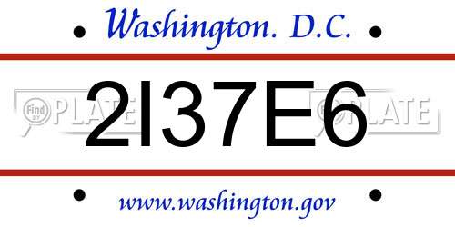 2I37E6 District Of Columbia License Plate