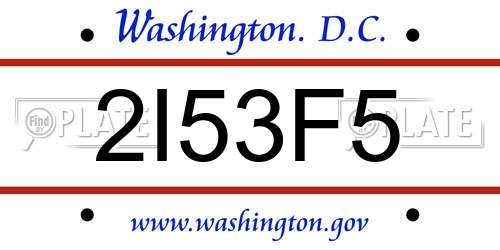 2I53F5 District Of Columbia License Plate