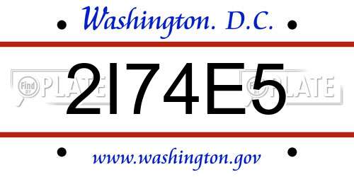 2I74E5 District Of Columbia License Plate