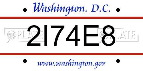 2I74E8 District Of Columbia License Plate