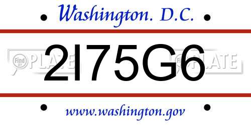 2I75G6 District Of Columbia License Plate
