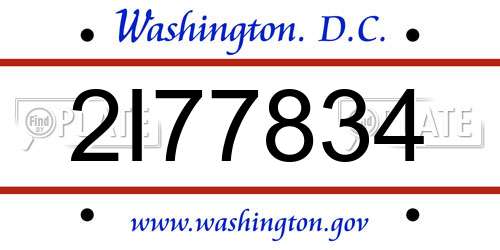 2I77834 District Of Columbia License Plate