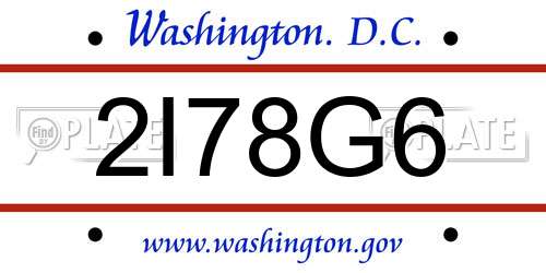 2I78G6 District Of Columbia License Plate