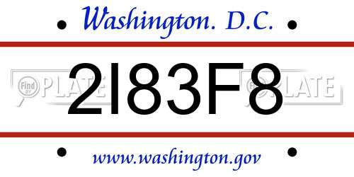 2I83F8 District Of Columbia License Plate