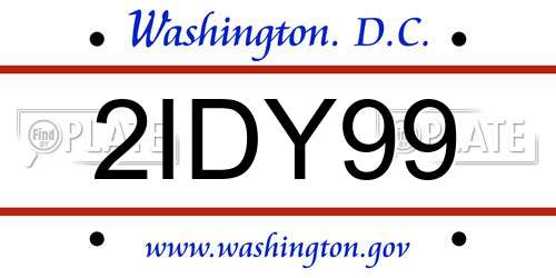 2IDY99 District Of Columbia License Plate