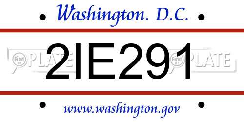 2IE291 District Of Columbia License Plate