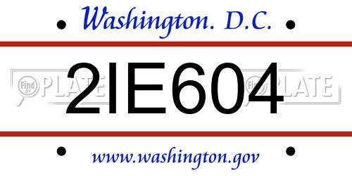 2IE604 District Of Columbia License Plate