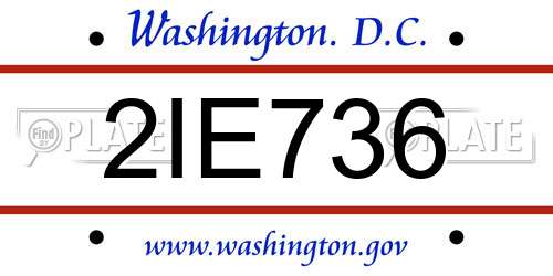 2IE736 District Of Columbia License Plate