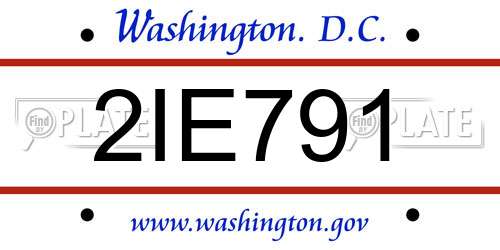 2IE791 District Of Columbia License Plate