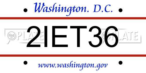 2IET36 District Of Columbia License Plate