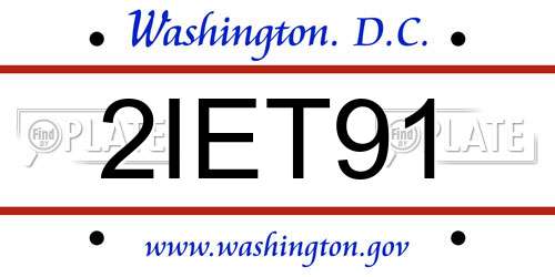 2IET91 District Of Columbia License Plate