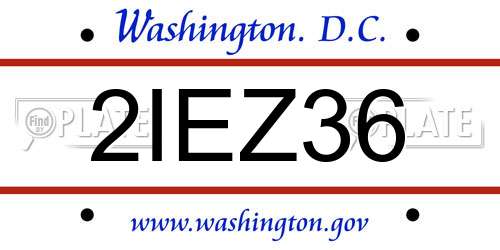 2IEZ36 District Of Columbia License Plate