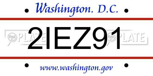 2IEZ91 District Of Columbia License Plate