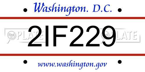 2IF229 District Of Columbia License Plate