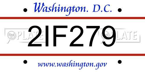 2IF279 District Of Columbia License Plate